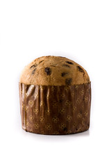 Christmas chocolate panettone cake isolated on white background 