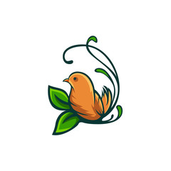 bird leaf ilutration - logo vector