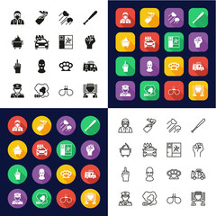 Riot or Public Disturbance Icons All in One Icons -Black & White-Color Flat Design-Thin Line- Set