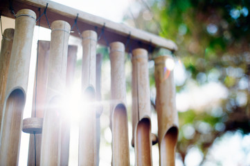 Wind chimes in the garden. 