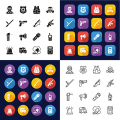 Fototapeta premium SWAT Team Icons All in One Icons -Black & White-Color Flat Design-Thin Line- Set
