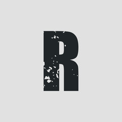 R letter grunge style. Vector eps10