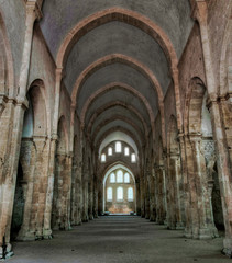 Fototapeta na wymiar Nef de l'église abbatiale de Fontenay, France