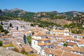 Fototapeta na wymiar Route of white Andalusian villages, small town Grazalema located in Sierra de Grazalema, Andalusia, Spain