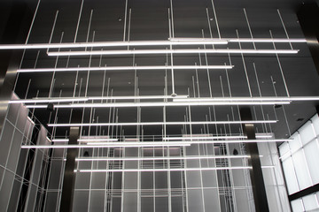 Fluorescent light bulb on the ceiling in the big room