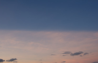 Evening sky during the sunset with two tones