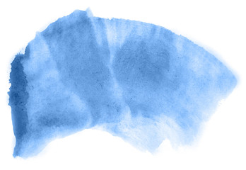 Abstract watercolor background hand-drawn on paper. Volumetric smoke elements. Blue color. For design, web, card, text, decoration, surfaces.