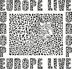 animal, Lynx, cat, carnivore, cat, abstract, background, black and white, design, decoration, fur, drawing, graphic,  head, illustration, eurasian, fauna, tiling,  pattern, seamless, print, repetition