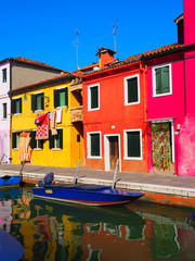 View of the colorful houses in Burano island, Venice, Italy