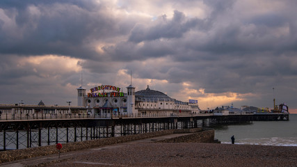 Brighton pier with storm clouds