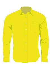 Shirt men yellow realistic vector illustration isolated