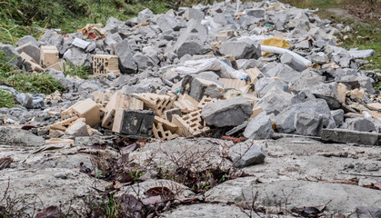 construction waste dump on the ground
