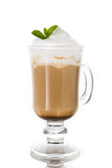 Peppermint coffee mocha for Christmas isolated on white background	