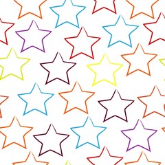 Obraz premium Seamless Pattern With Colorful Stars on black. Scandinavian Style. Vector Illustration