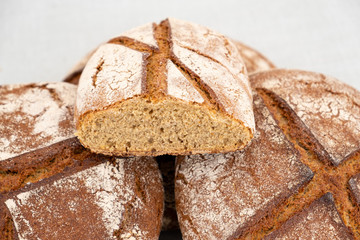 Organic country breads made with sourdough with different cereals and cooked over a wood fire