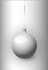 Silver Christmas tree toy isolated on a transparent background. Stocking Christmas decorations. Vector object for christmas design, mockup.