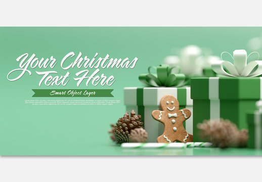 Christmas Scene Mockup with Ginger Biscuit
