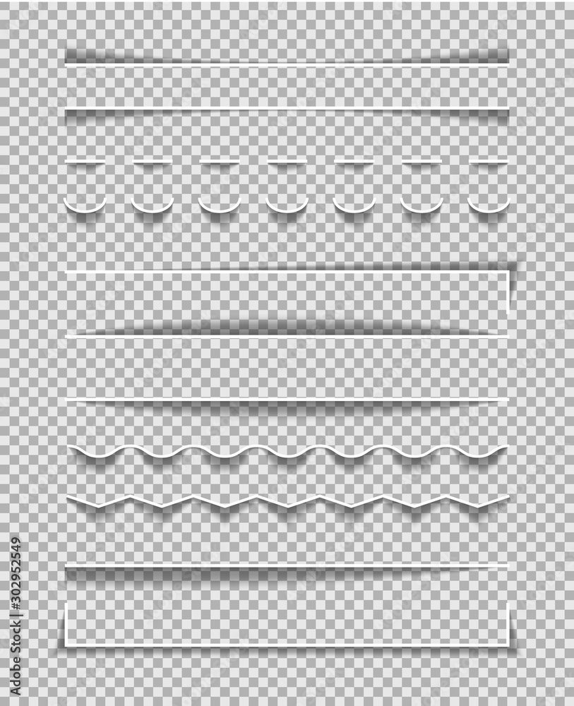 Aufkleber divider lines shadow. frame of edge of paper on transparent background. line border of shadow with c