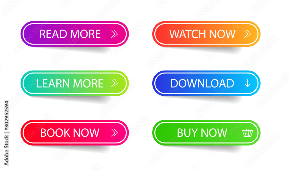 Poster set of modern button for infographic, web, modile, game. colorful call action icon. template gradien