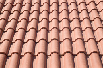 New roof with ceramic tiles close up