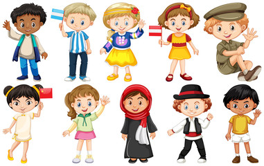 Fototapeta na wymiar Set of children from different countries