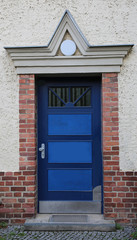 blue armored door of an house