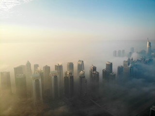 Dubai, Dubai / United Arab Emirates / 10 19 2019: Jumeirah Lake Towers and Sheikh Zayed Road