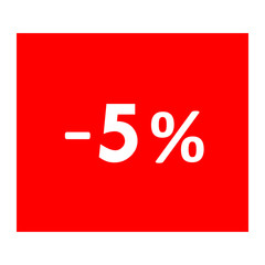Sale - minus 5 percent - red tag isolated - vector