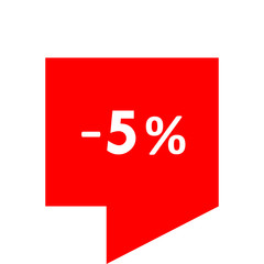 Sale - minus 5 percent - red tag isolated - vector