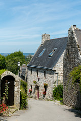 Fototapeta na wymiar typical Breton stone houses in the picturesque French village of Locronan