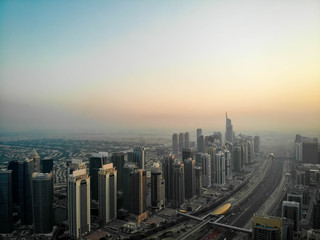 Fototapeta na wymiar Dubai, Dubai / United Arab Emirates / 10 19 2019: Jumeirah Lake Towers and Sheikh Zayed Road