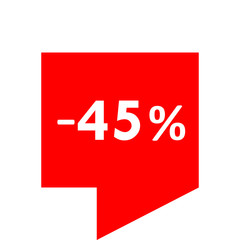 Sale - minus 45 percent - red tag isolated - vector