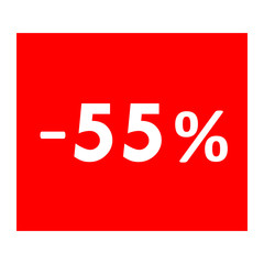Sale - minus 55 percent - red tag isolated - vector