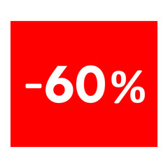 Sale - minus 60 percent - red tag isolated - vector