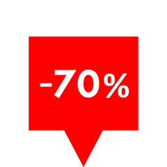 Sale - minus 70 percent - red tag isolated - vector