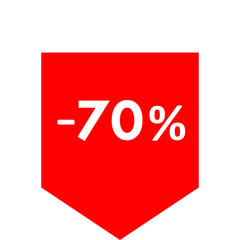 Sale - minus 70 percent - red tag isolated - vector