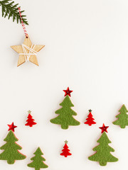 Christmas composition. Christmas tree stars top view background with copy space for your text. Flat lay.