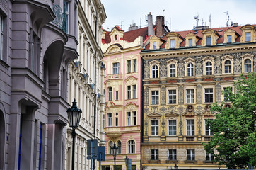 Obraz premium Facades of building in the center of Prague