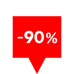 Sale - minus 90 percent - red tag isolated - vector
