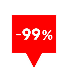 Sale - minus 99 percent - red tag isolated - vector