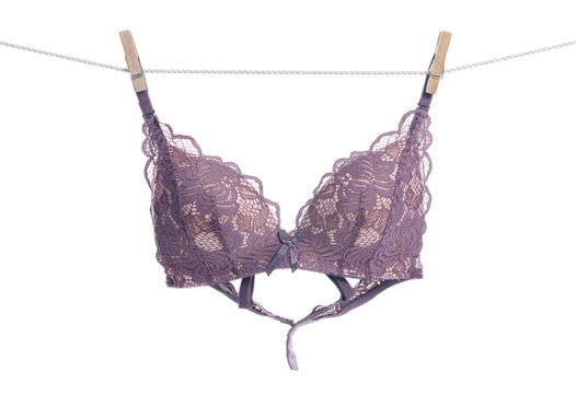 Purple Lace Brassiere Isolated On White. Stock Photo, Picture and Royalty  Free Image. Image 120721881.