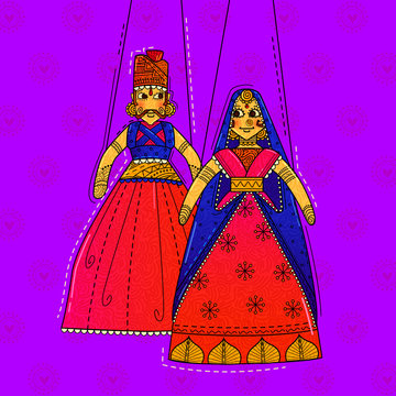 Rajasthani Puppet In Indian Art Style Stock Illustration  Download Image  Now  Rajasthan Women Kathputli  Puppet  iStock