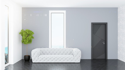 Living room interior in scandinavian style . 3D rendering