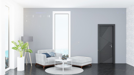 Fototapeta na wymiar Living room interior in scandinavian style . 3D rendering