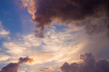 Fototapeta na wymiar Dramatic sky with colorful clouds