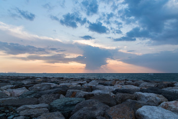 Scenic Sunset Sky and Cloudy Sky over Dubai , United Arab Emirates