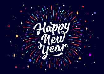 Happy New Year. Lettering text for Happy New Year