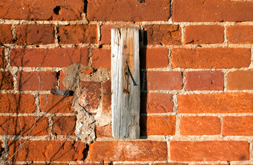 the texture of the brickwork of red brick