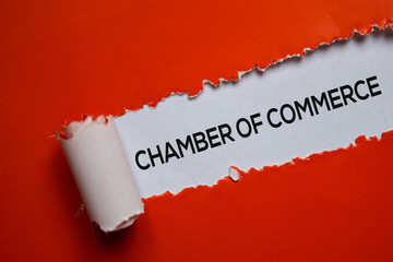 Chamber Of Commerce Text written in torn paper - obrazy, fototapety, plakaty