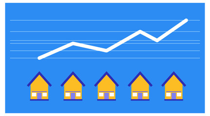 banner for the mortgage theme. home illustrations and information line charts. vector